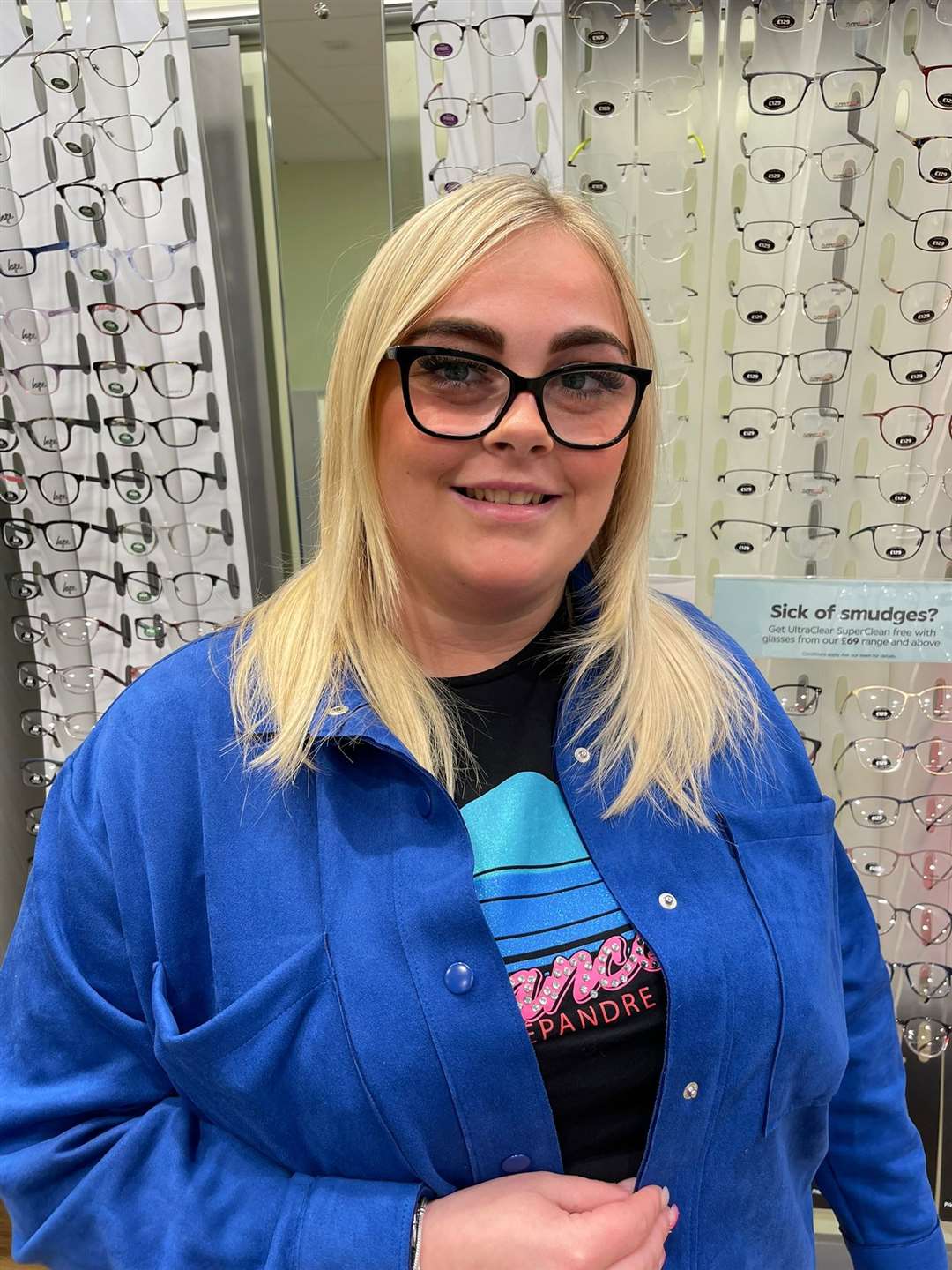 Carly Stewart is aiming to raise awareness of the importance of eye examinations (Specsavers/PA)