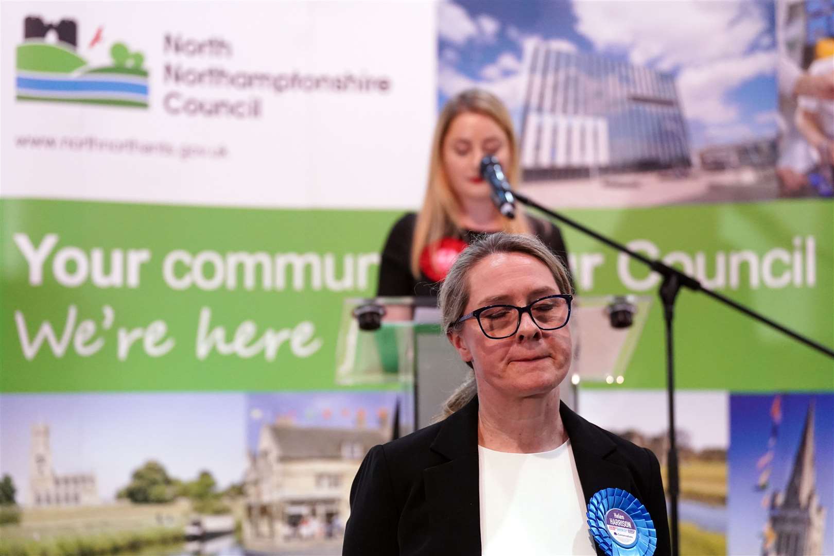 Wellingborough Conservative Party candidate Helen Harrison following the result announcement (Joe Giddens/PA)