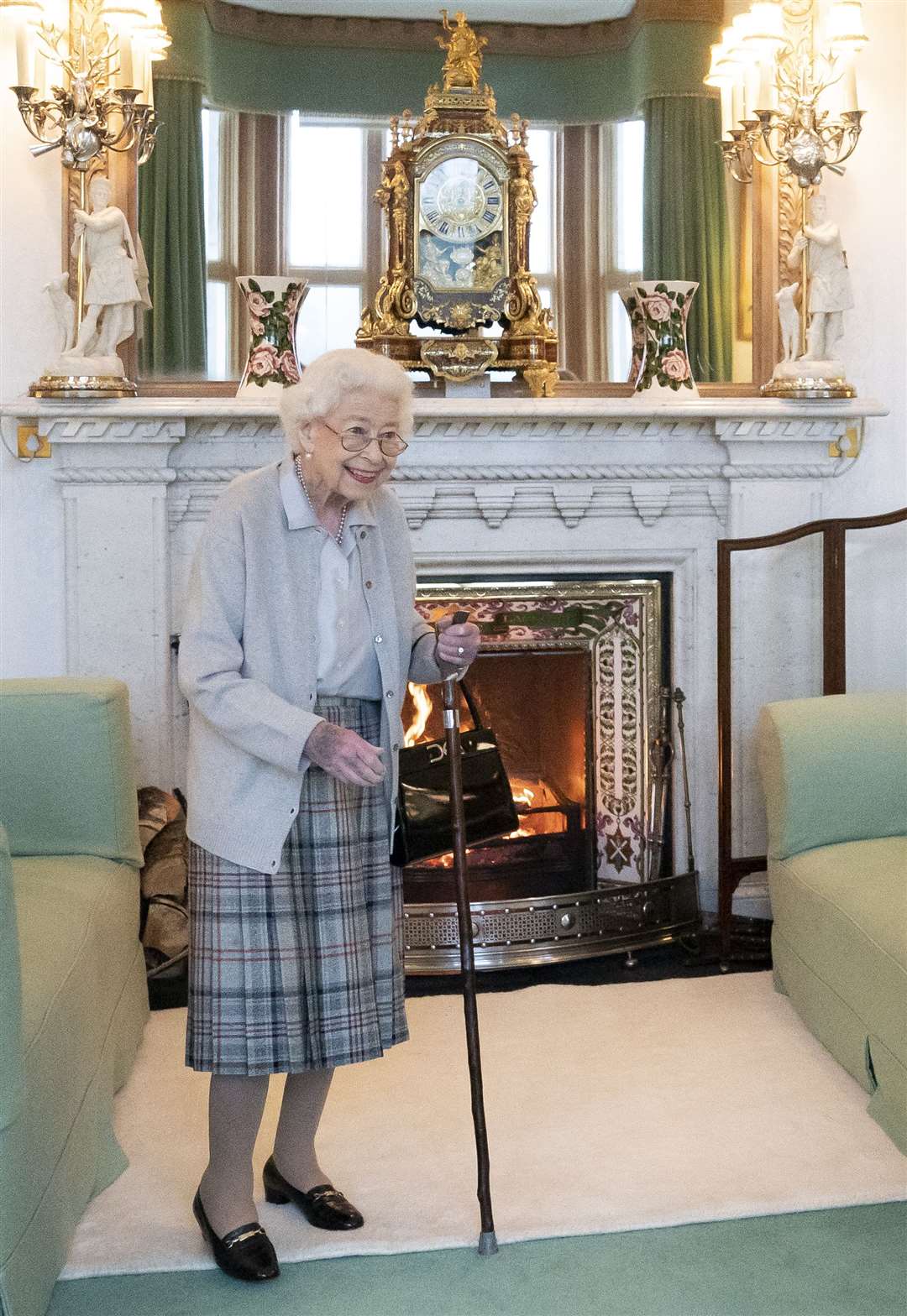The Queen in the Drawing Room before receiving Liz Truss for an audience at Balmoral, Scotland (Jane Barlow/PA)