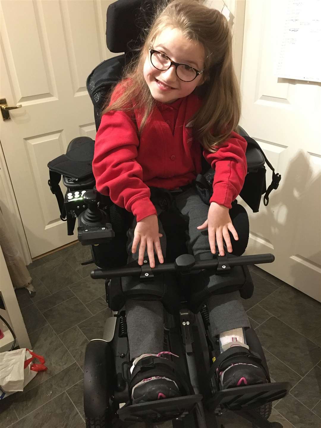 Sophia Walsh is delighted with her new chair.