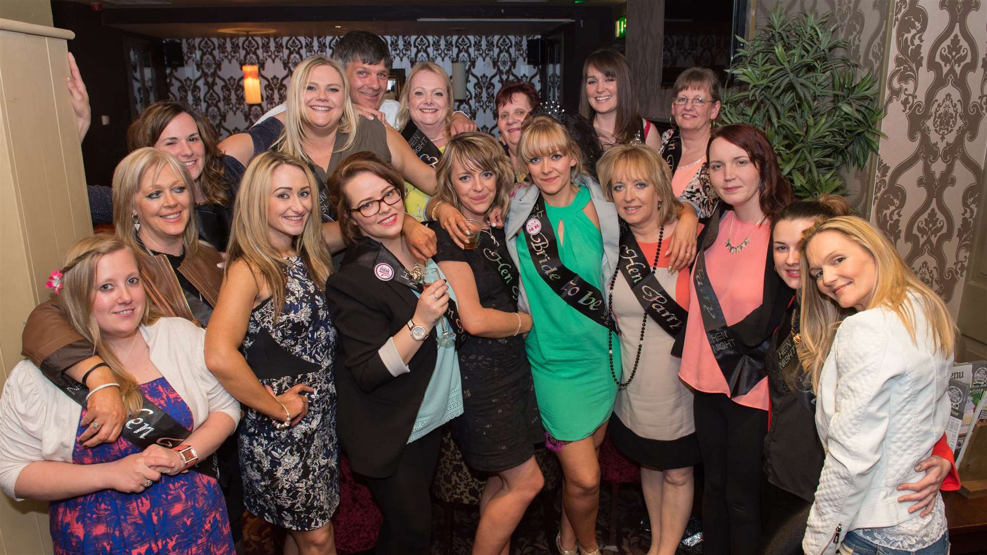 CitySeen 18APR2015..Hen night for Avril Dewart (front, green dress) with friends and family...Picture: Callum Mackay. Image No. 028386.