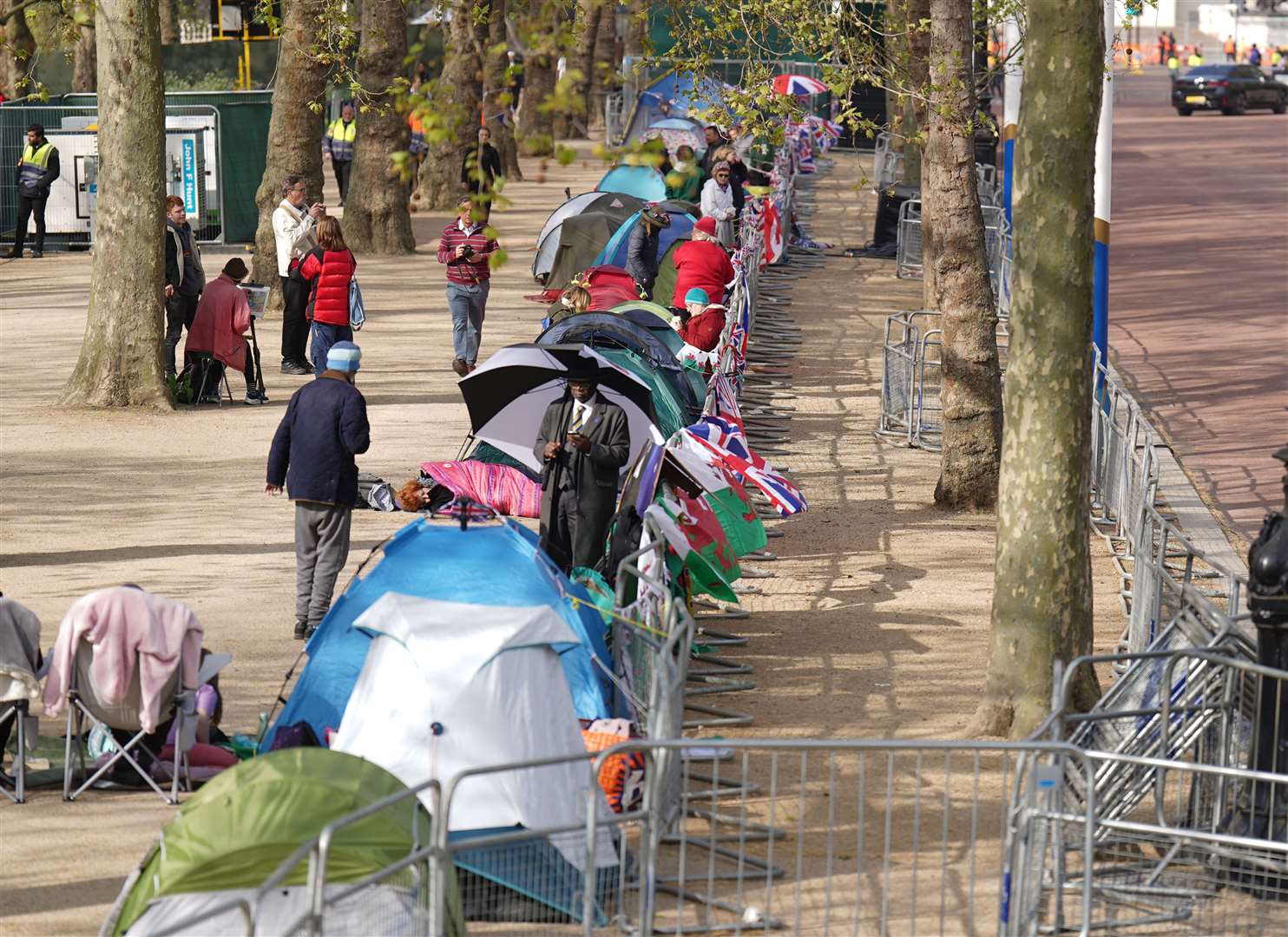 Royal fans camp out to reserve their places on The Mall (James Manning/PA)