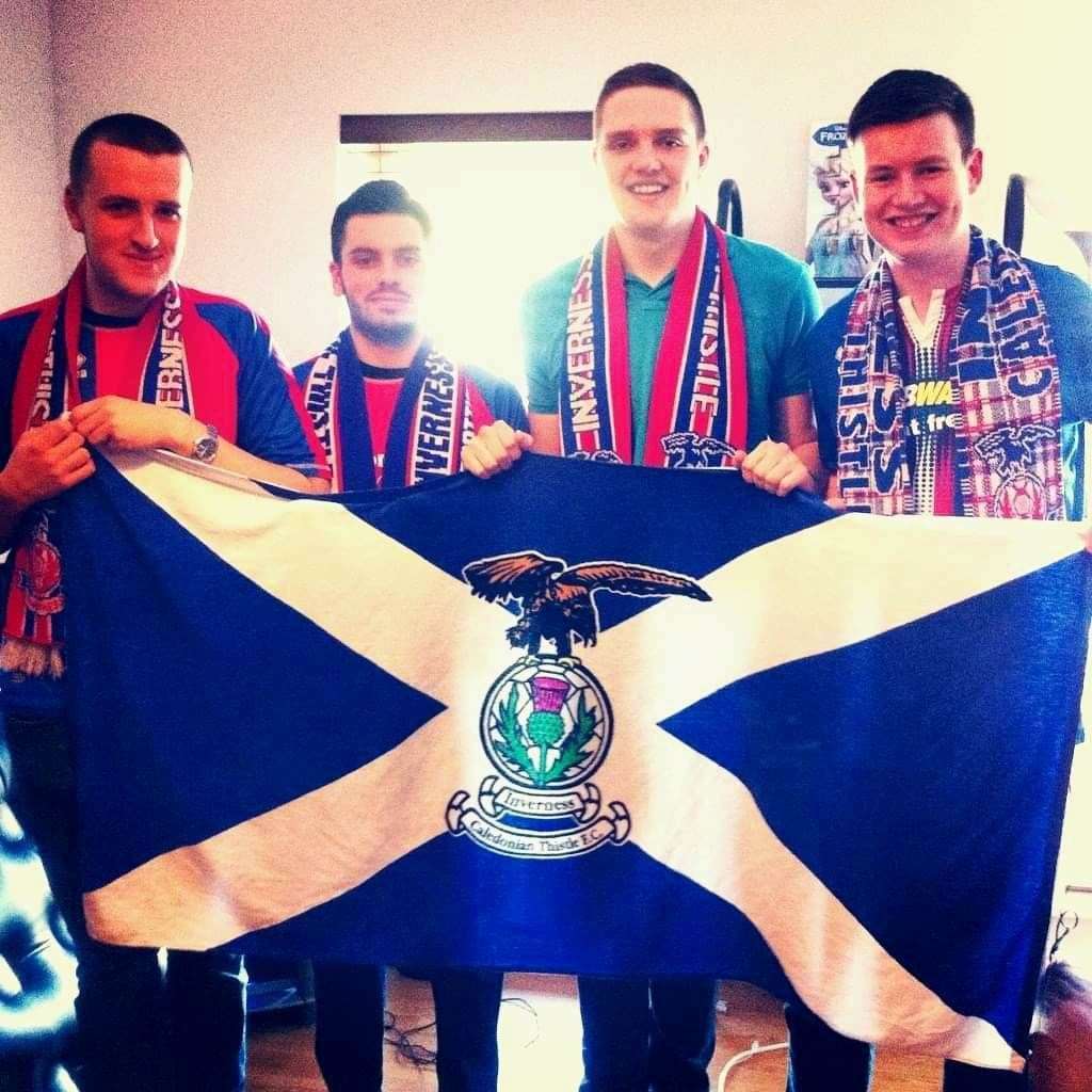 John Clark (2nd from right) with myself (left) and friends before ther 2015 Scottish Cup Final