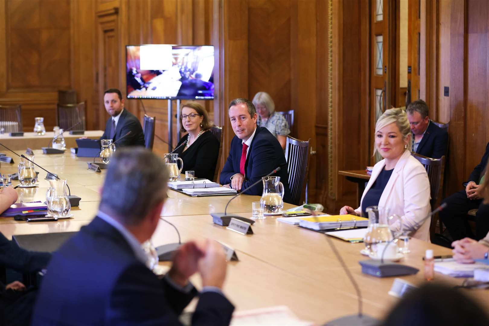 First Minister Paul Givan and deputy First Minister Michelle O’Neill at an Executive meeting in 2021 (Kelvin Boyes/Press Eye/PA) 