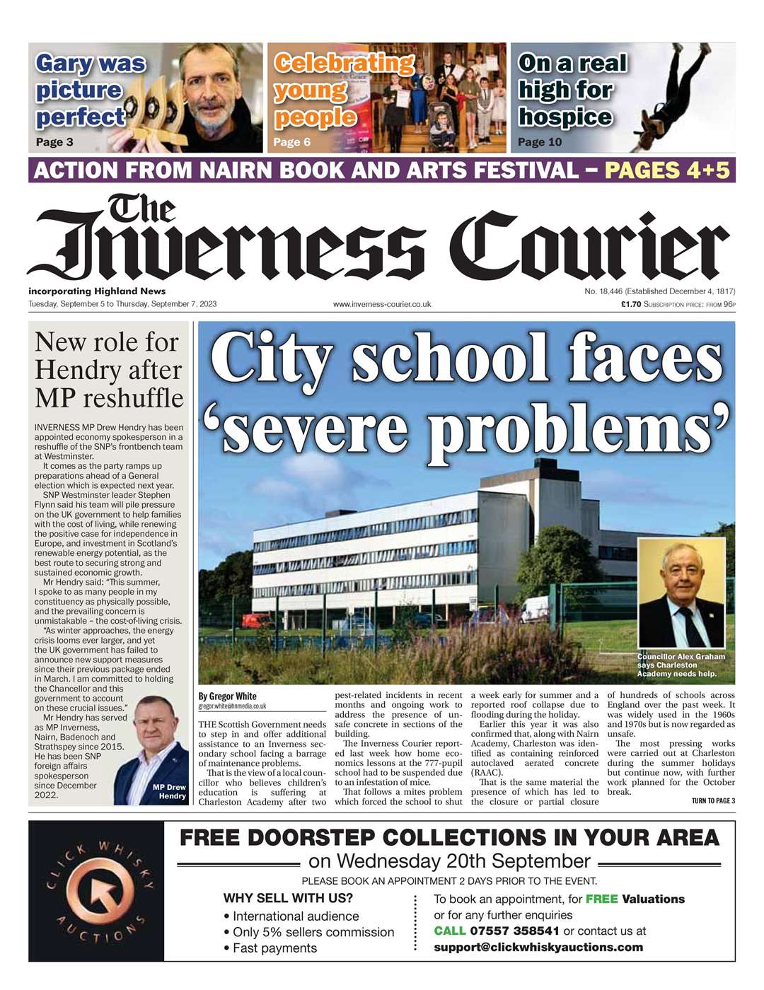 The Inverness Courier, September 5, front page.