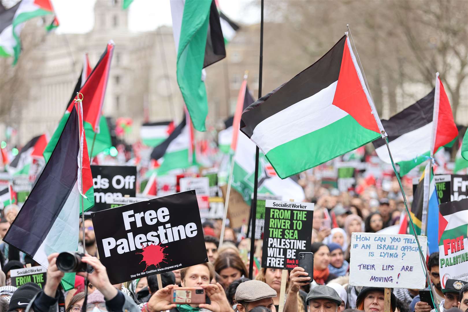People during a pro-Palestine march in central London (Belinda Jiao/PA)