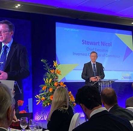 Inverness Chamber of Commerce chief executive Stewart Nicol spoke to the audience.
