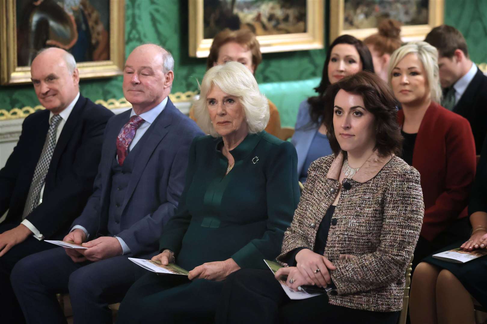 Camilla attends an event hosted by the Queen’s Reading Room to mark World Poetry Day at Hillsborough Castle (Liam McBurney/PA)