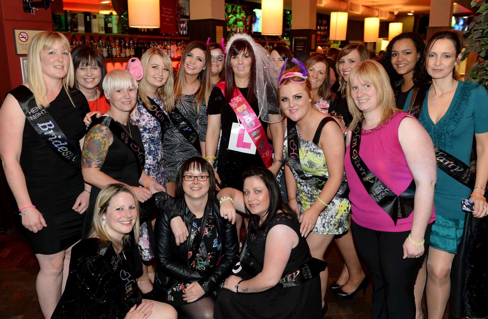 Enjoy her hen night is Sarah Campbell (centre) at the Caledonian . Picture: Gary Anthony.