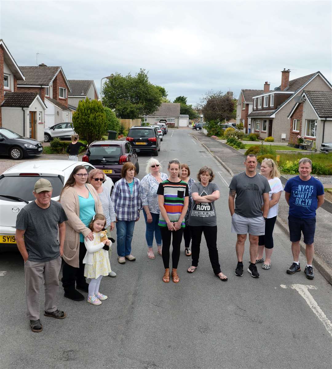 Drakies residents campaigning earlier this year against the creation of an access road from Sir Walter Scott Drive into a cul-de-sac in Drumossie Avenue.