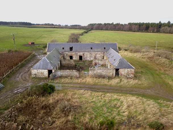A drone image of the current steading.