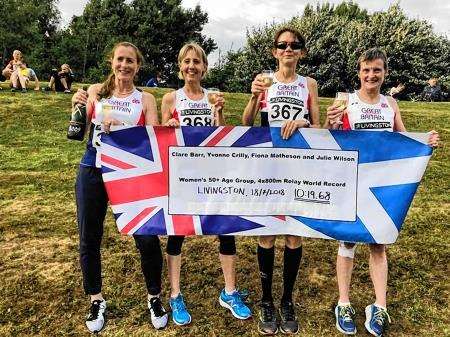 From left: Clare Barr, Yvonne Crilly, Fiona Matheson and Julie Wilson broke the world record in Livingston.