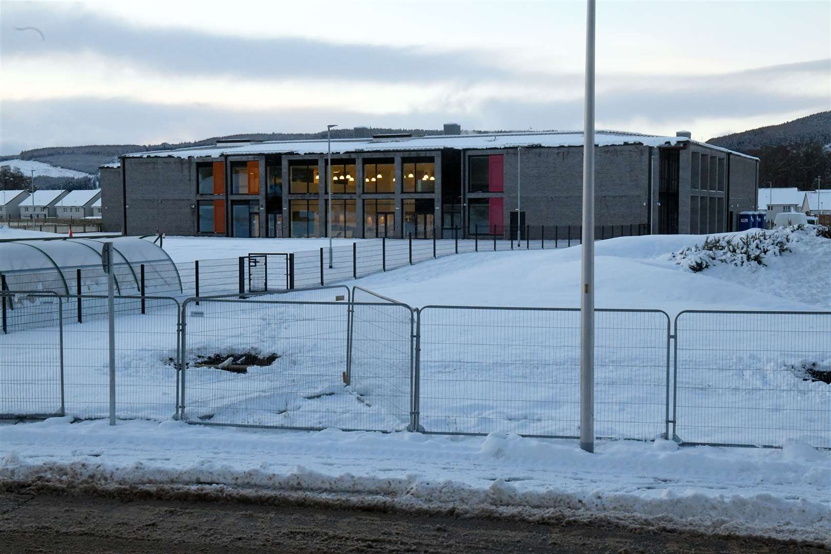 The new Ness Castle Primary School in Inverness will open its doors next month but pupils will have to wait for a sports pitch and games area to be put in place. Picture: James Mackenzie.