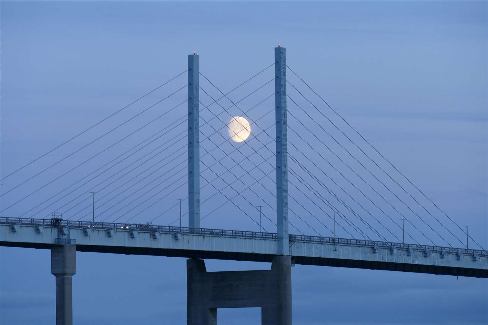 Moon over the Kessock Bridge.