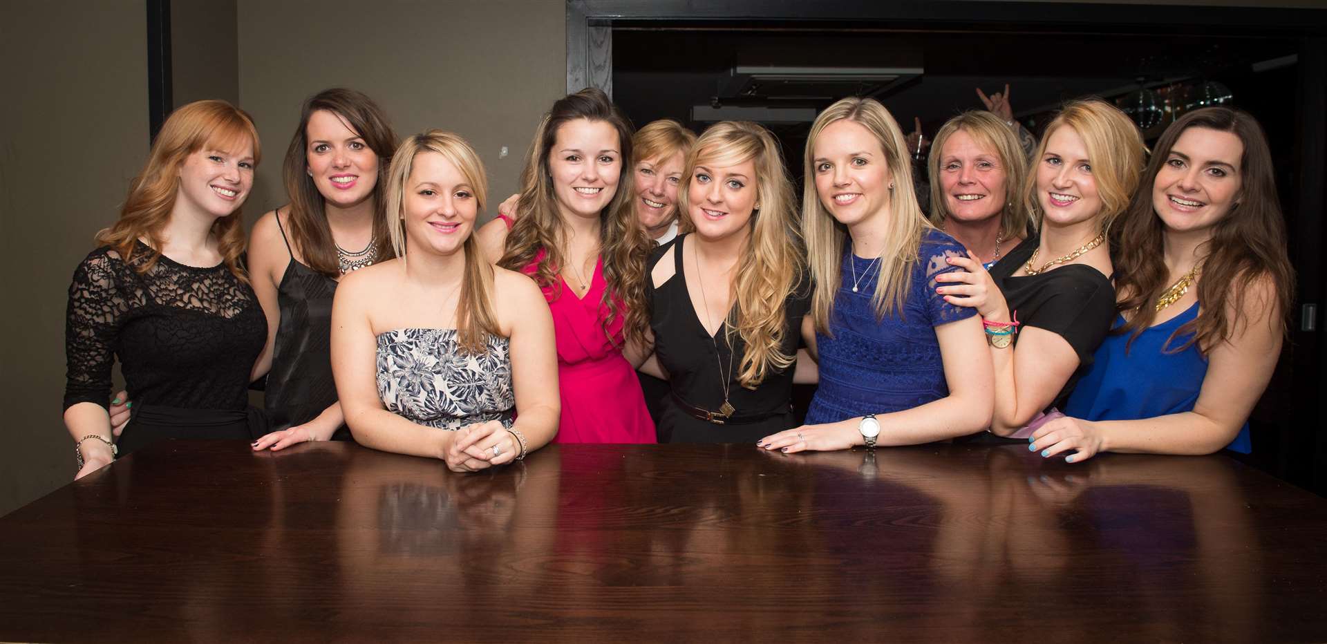 Hen night in The Den for Debbie Mathieson (fourth left, pink dress). Picture: Callum Mackay.