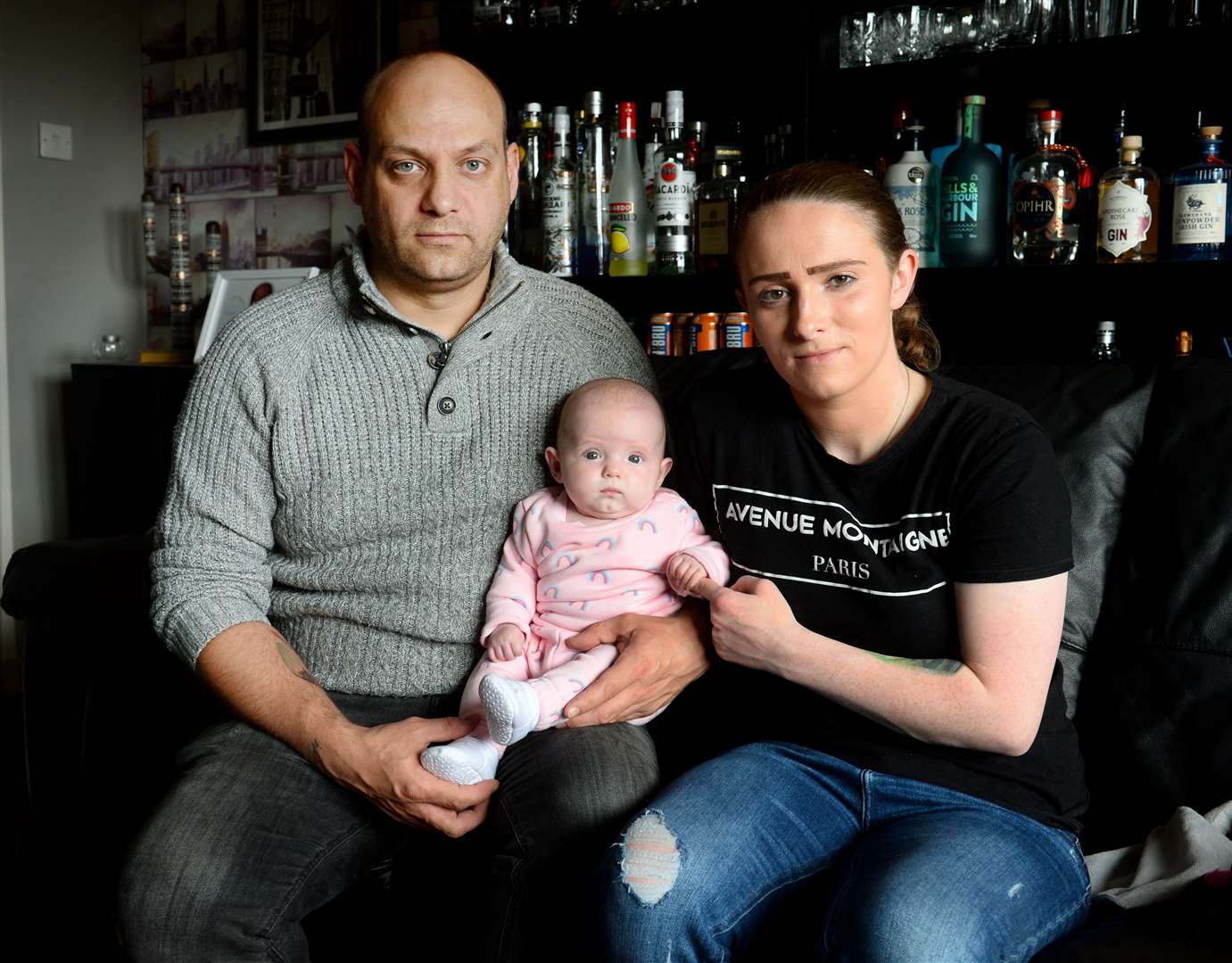 Wesley Taylor-Marriott and Rebecca Lenane with baby daughter Harper. Picture: Gary Anthony