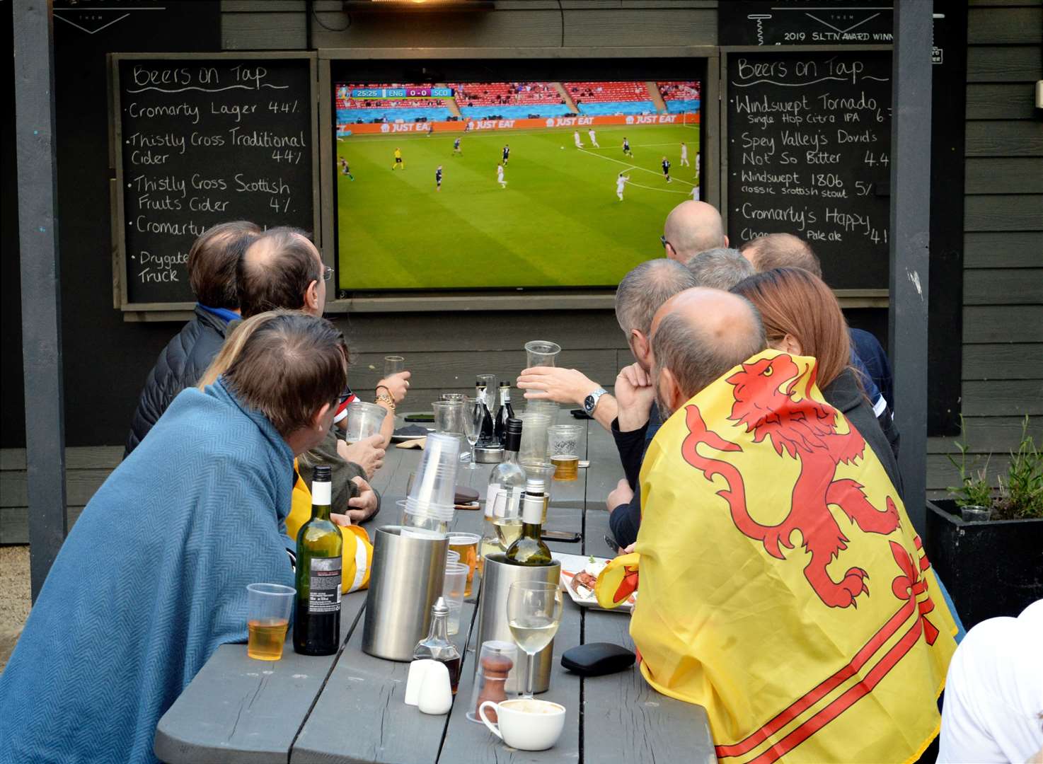 People watching the Scotland v England game in Euro 2020 (in June 2021!) at MacGregor's.