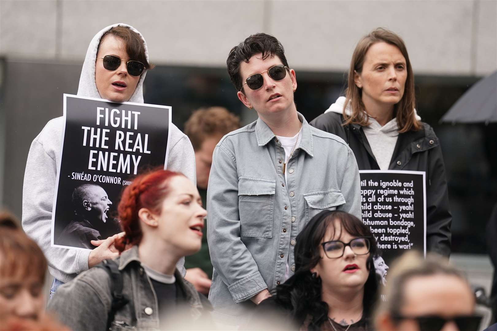 One of the gatherings in memory of Sinead O’Connor at Barnardo Square in Dublin’s city centre (Brian Lawless/PA)