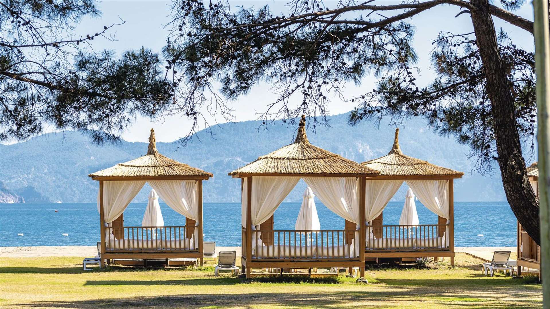 Beach cabanas at the resort. Picture: PA Photo/TUI