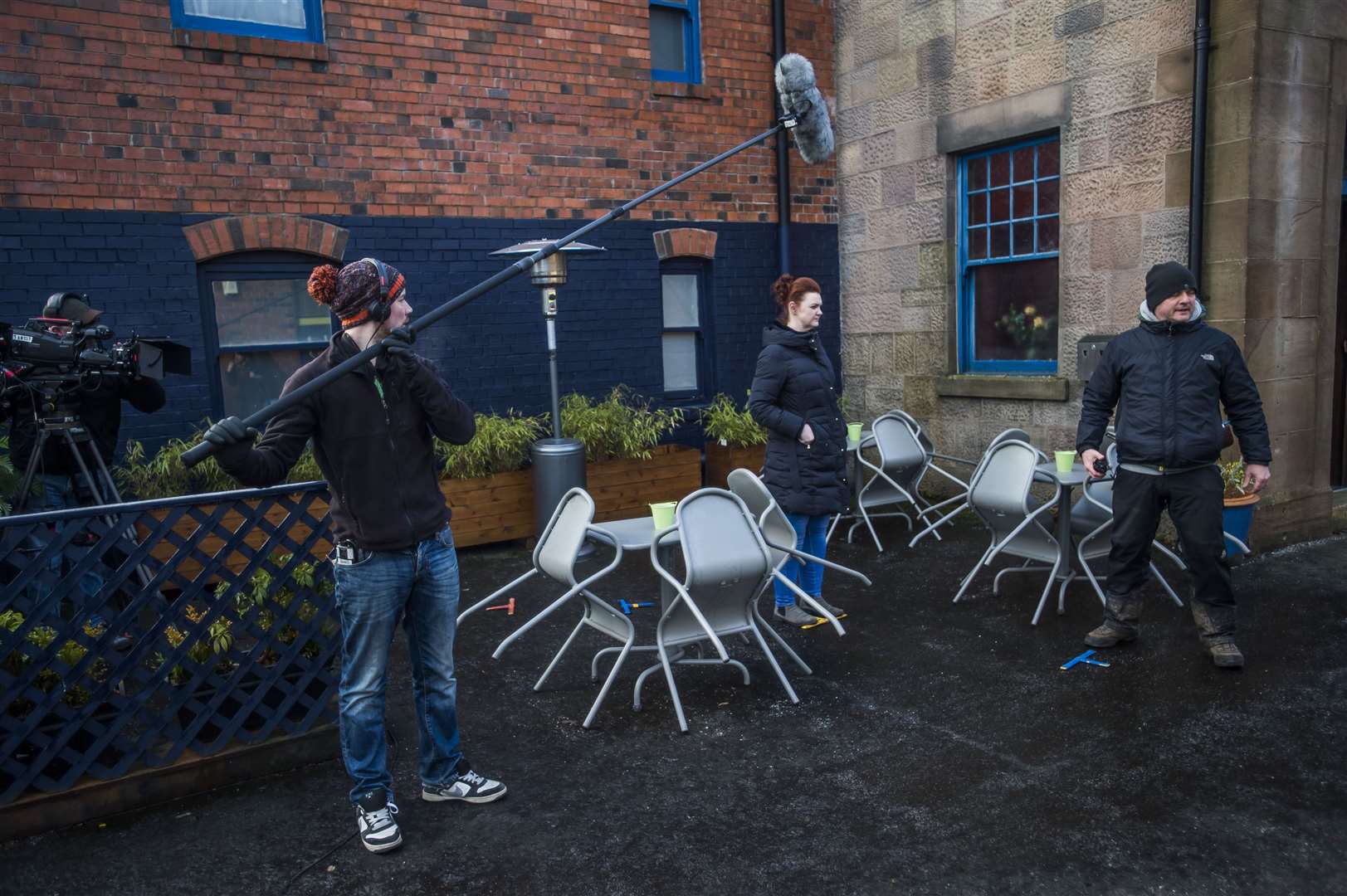 Behind the scenes while filming River City.