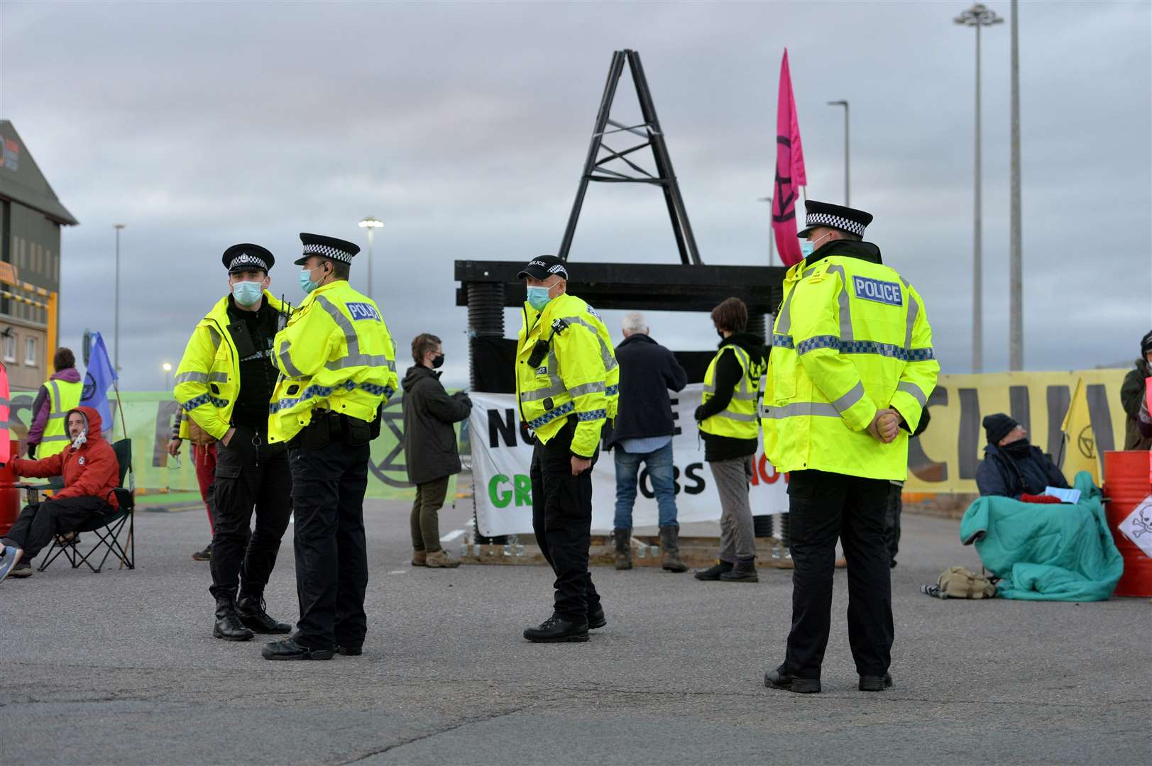 Extinction Rebellion (XR) Invergordon, Port of Cromarty Firth protest....Picture: Callum Mackay..