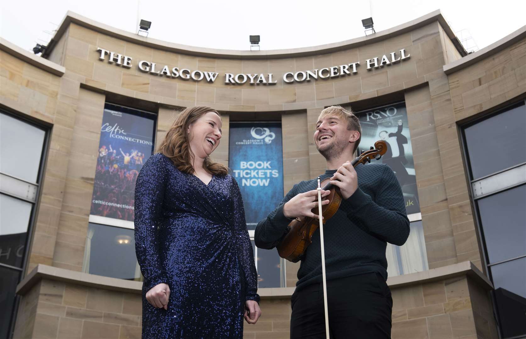 Emerging fiddle player Eric Linklater and singer-songwriter Beth Malcolm launch Celtic Connections’ 30th anniversary programme at the Glasgow Royal Concert Hall, today. Picture: Craig Foy