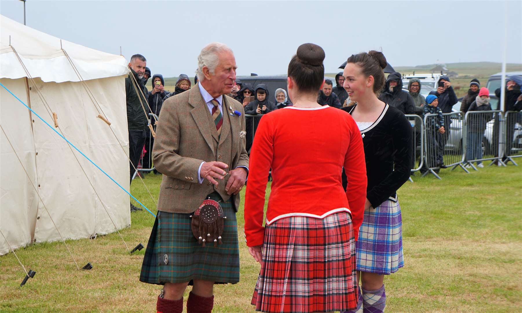 Prince Charles congratulates the girls afterwards and said it must have been difficult to learn all the steps for the newly devised routine. Picture: DGS