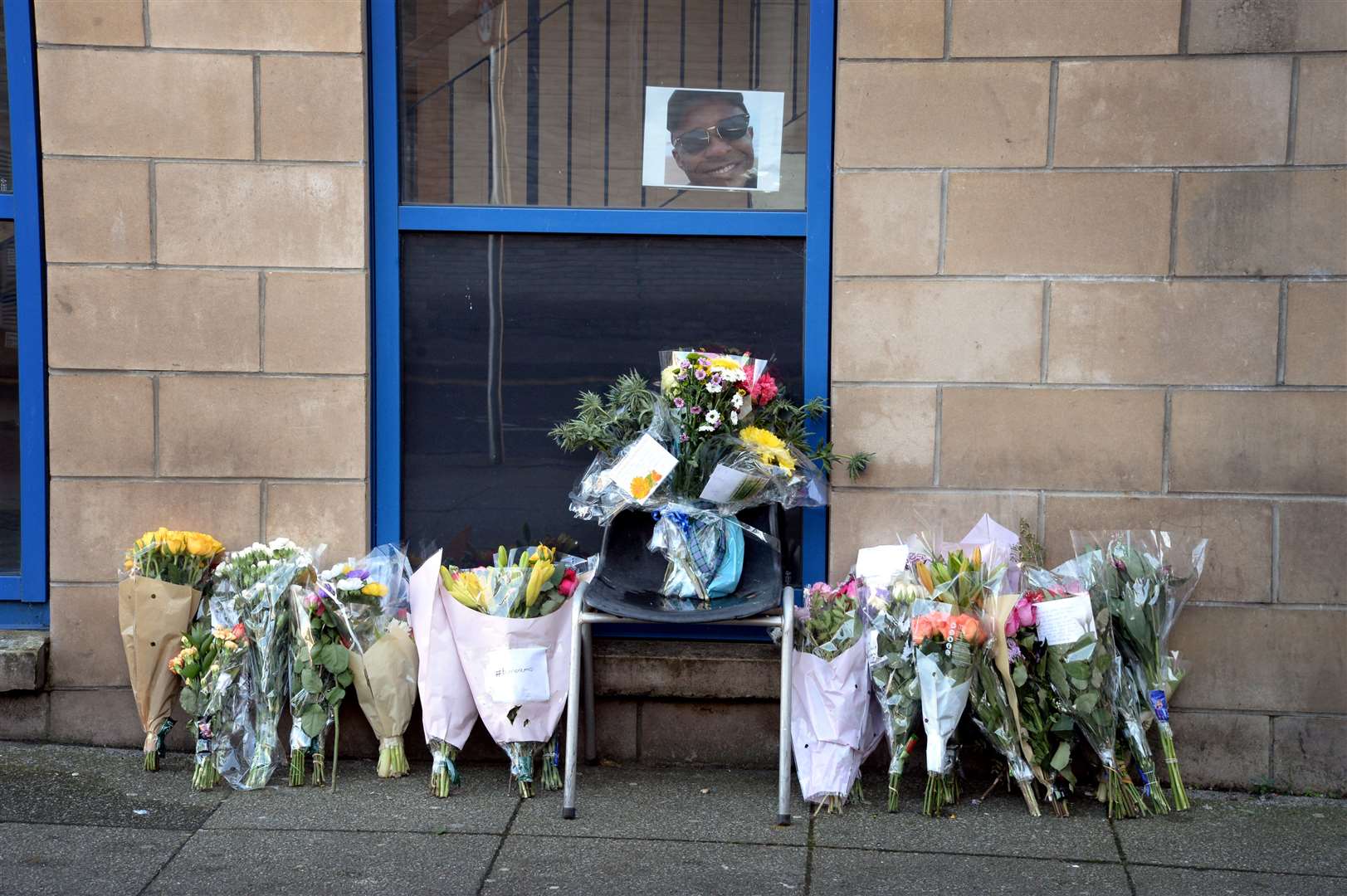 Bus Driver flowers..Flowers left outside the Farraline Park bus station in Inverness for bus driver Mohamed Chache...Bus Driver flowers.Picture: SPP. Image No. ..