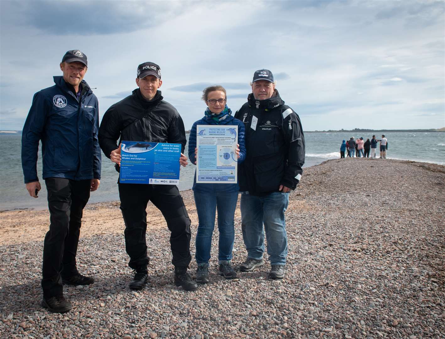 Kenneth Adam The Highland Council Ranger Service, Dan Sutherand Highland & Islands wildlife liaison officer, Sarah Macdonald-Taylor Community Councillor and Charlie Phillips Field officer for Whale & Dolphin Conservation. Picture: Callum Mackay.
