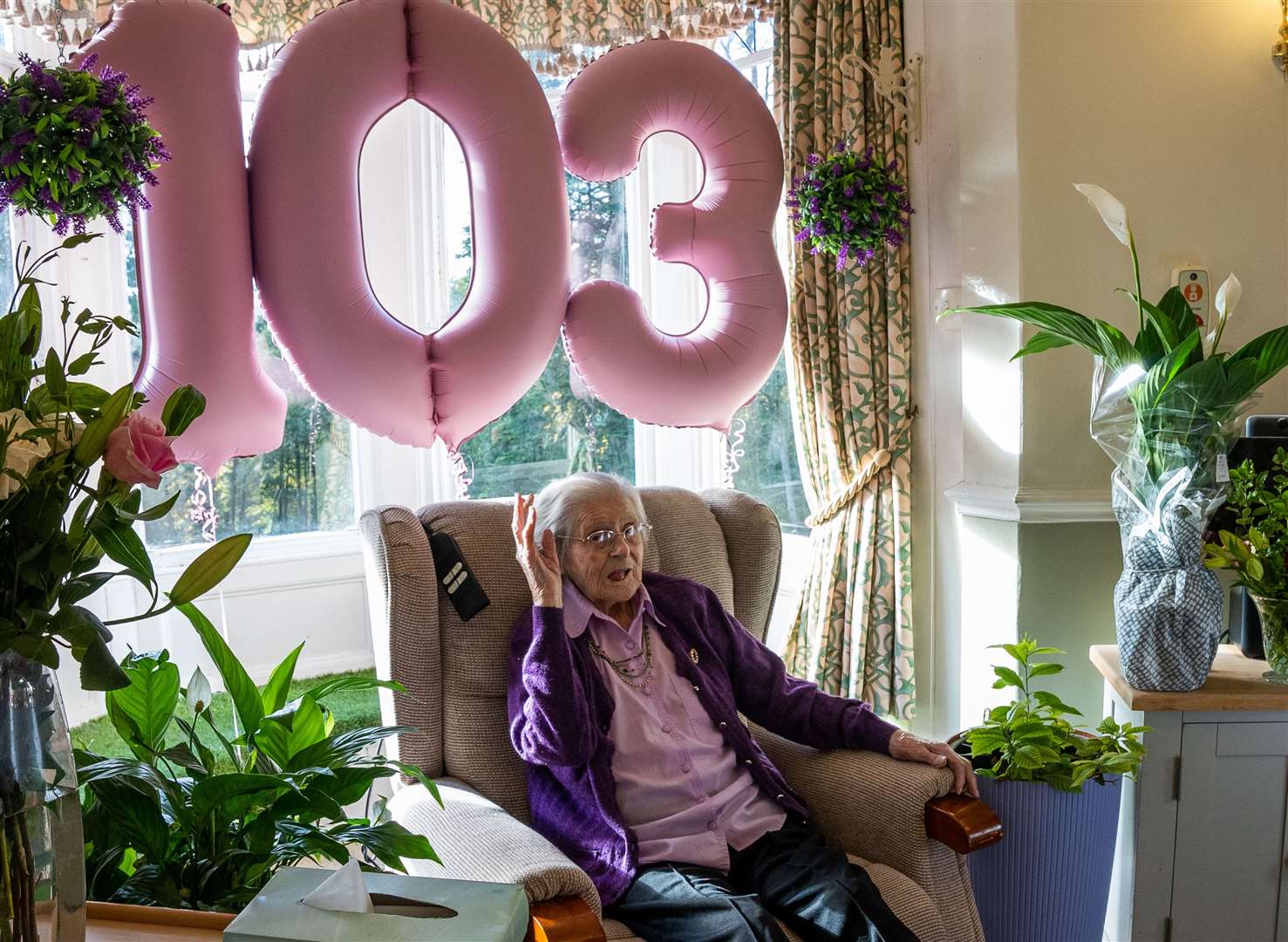 Mrs Withall celebrated her 103rd birthday with a tea party at her care home (CHD Living/PA)