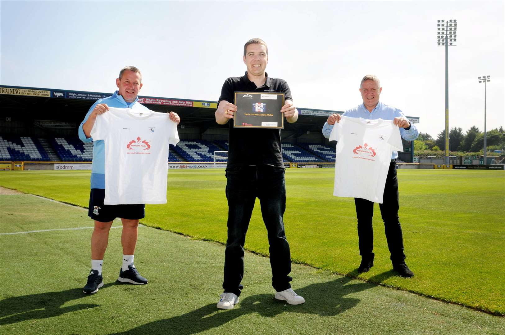 SFA Mental Initiative at Caley Thistle Stadium: Billy Dodds, Caley Thistle Manager, Alyn Gunn, Thurso Football Coach and John Robertson, Caley Thistle Sporting Director. Picture: James Mackenzie..