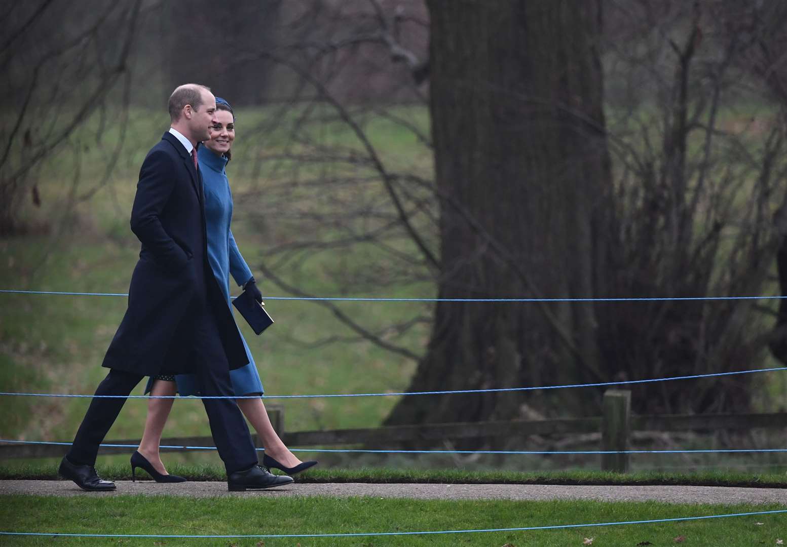 William and Kate walk to St Mary Magdalene Church in Sandringham – part of the route the duke took for his Apple audio recording (Joe Giddens/PA)