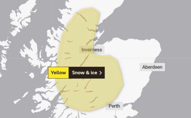 The snow and ice alert covers many parts of the Highlands. Picture: Met Office.