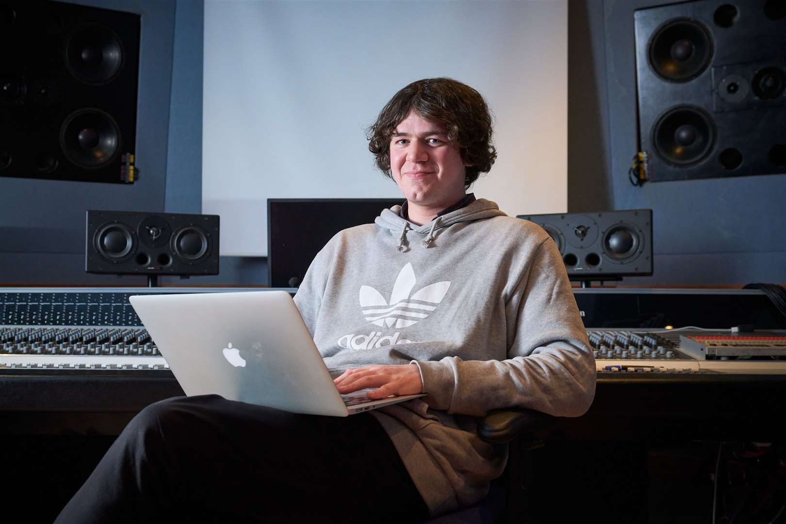 Scott Rough, BA (Hons) Music Business student and 2021 winner of The John Preston International Music Award, photographed at Perth College UHI in December 2021 where Scott is based for his studies.