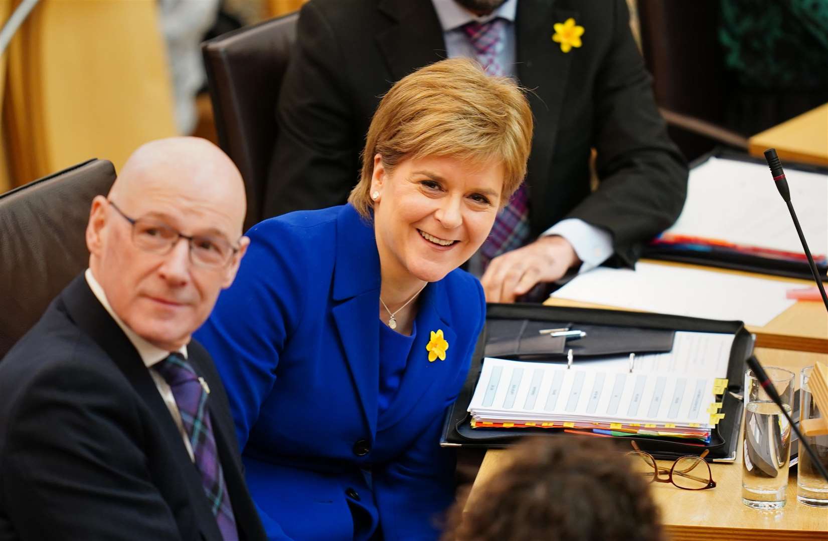 Nicola Sturgeon described John Swinney as ‘the most important person in my adult life’, outside her family and husband (Jane Barlow/PA)