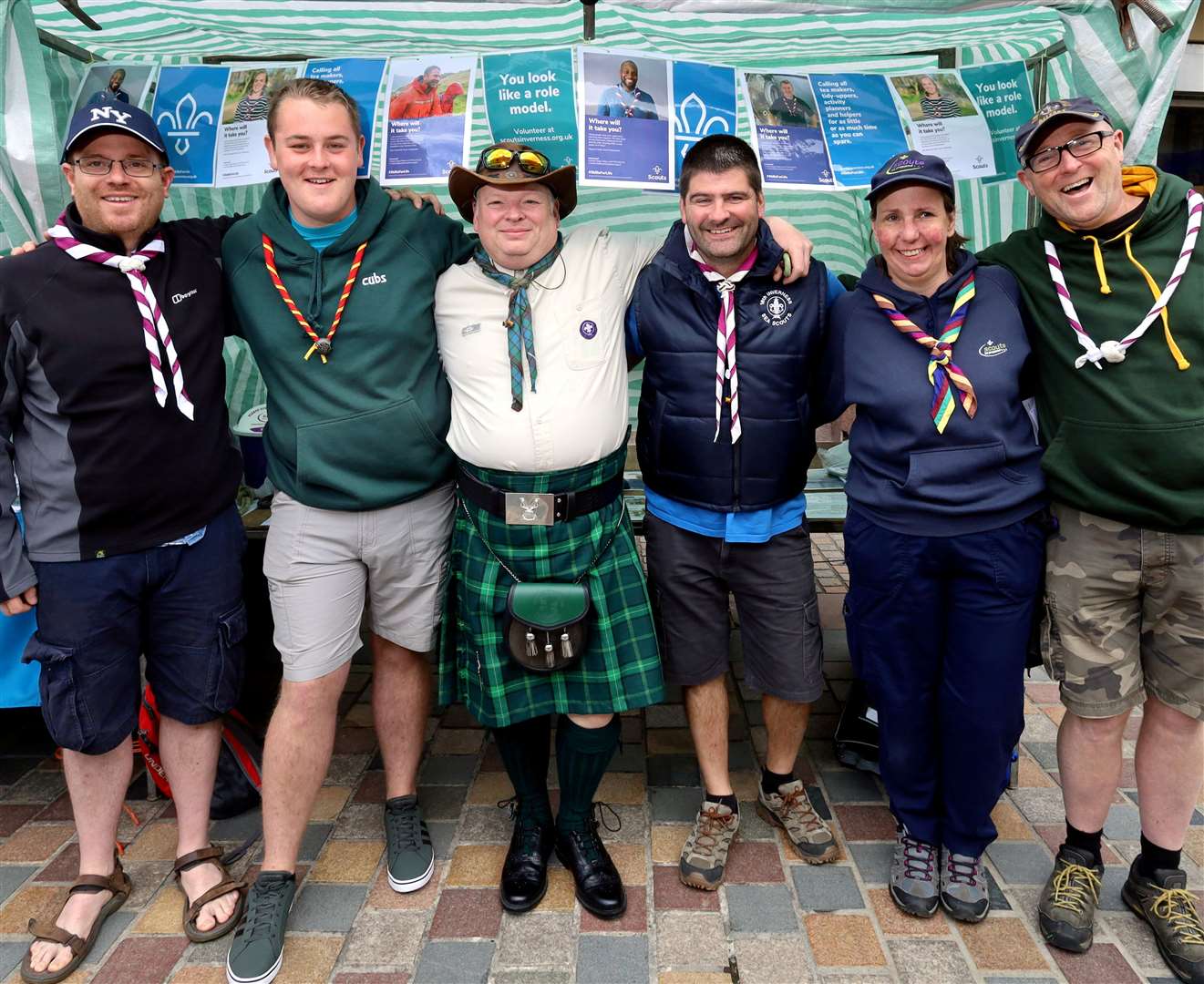 Scouts members Jim Greig, Ben Riddle, Alexander Fraser, Barry McIlwraith, Sonja Fisken and Jim Riddle. Picture: James Mackenzie