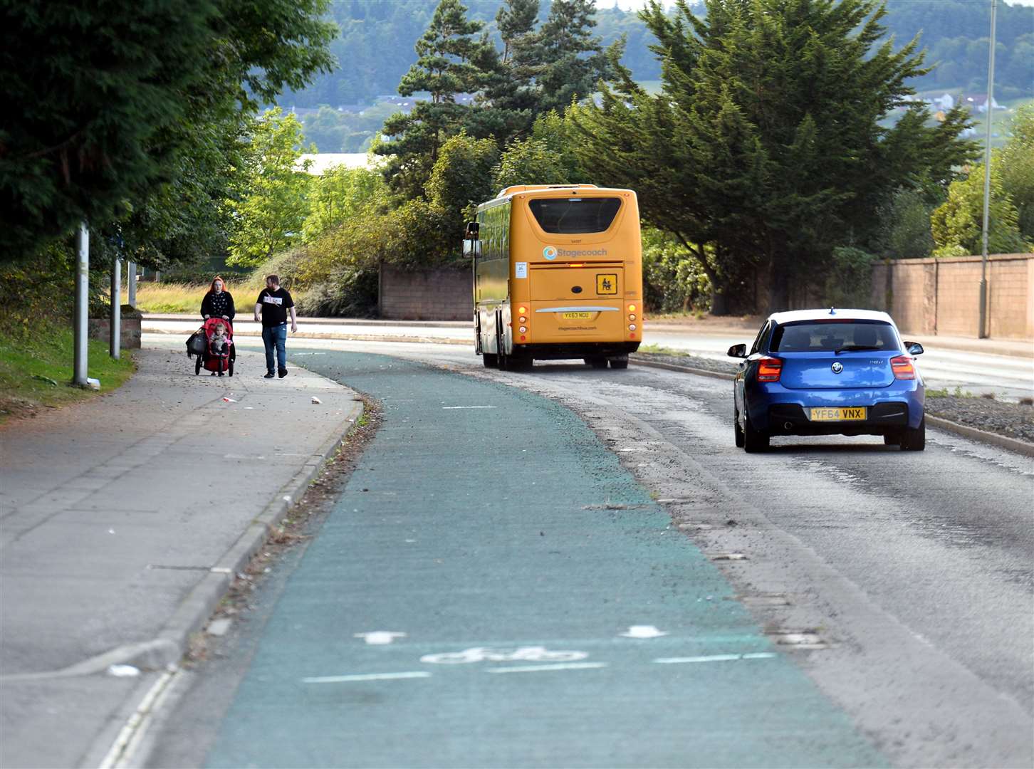This cycle lane was removed but now the council are asking about reinstalling it as well as a bus lane along Millburn Road. Picture Gary Anthony.
