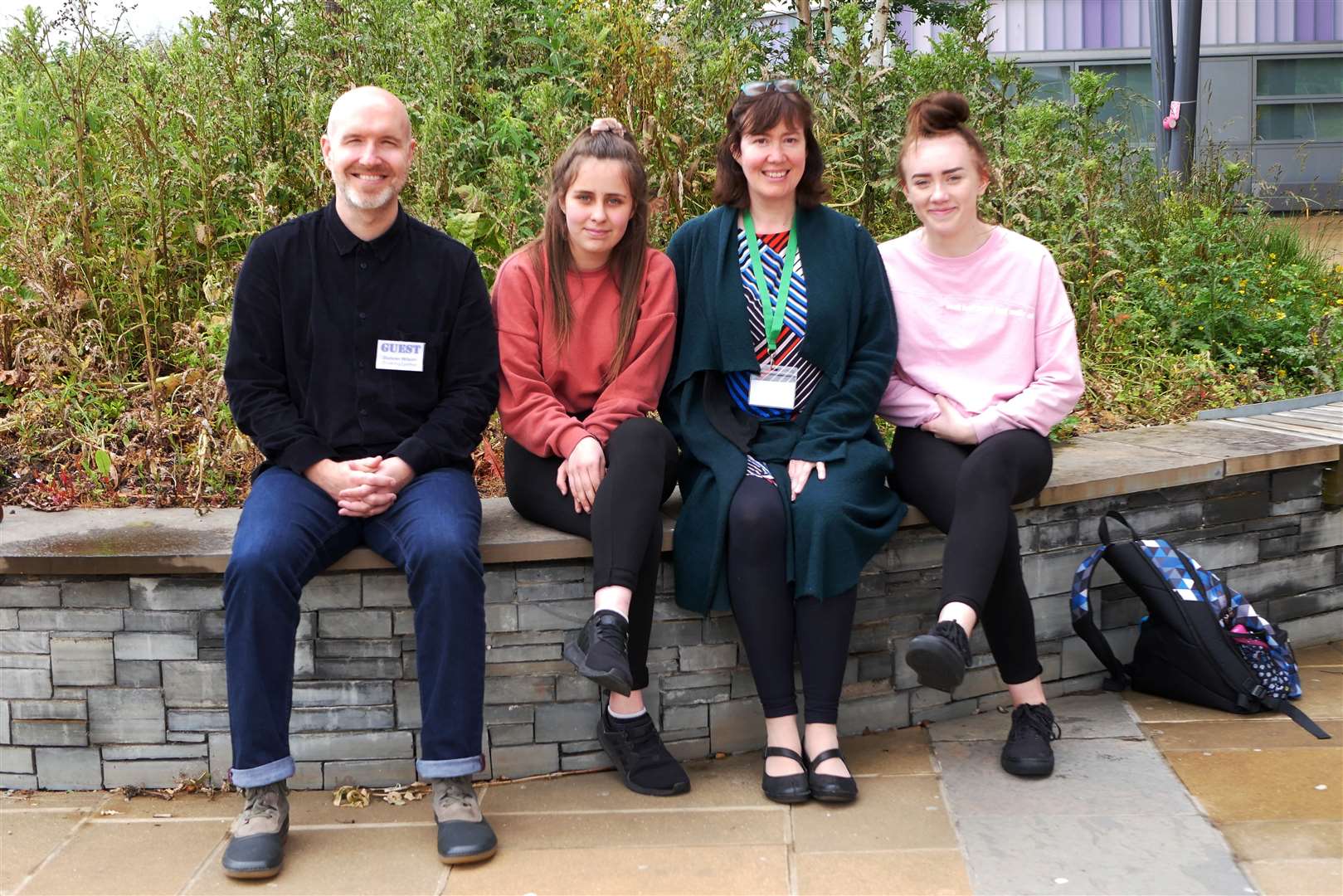 Yasmeen Martin (second from left) and Chloe Corr (right) with Duncan Wilson and Karen Higginbottom from Growing 2gether.