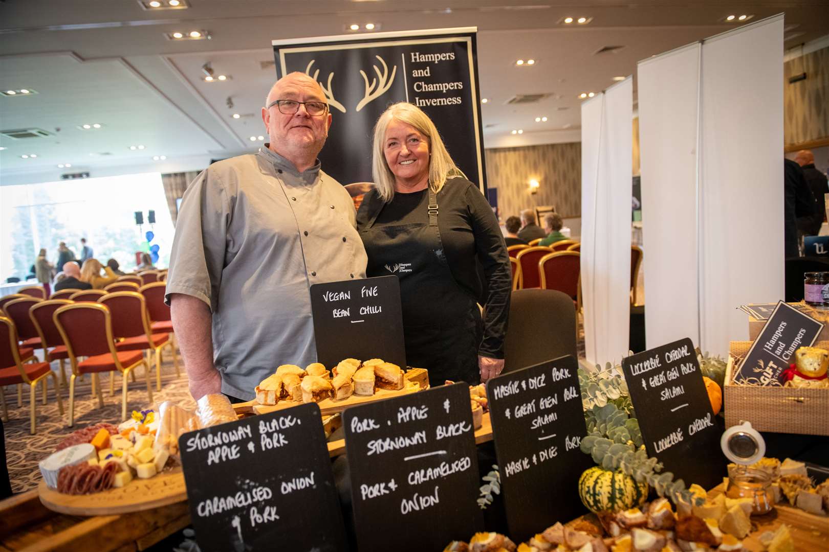 Anne Marie & Dave McLeod (Hampers and Champers Inverness). Picture: Callum Mackay..