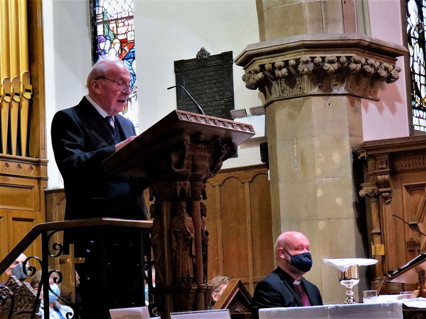 Ross Martin gives a reading at the last regular service at the Old High Church, Inverness.