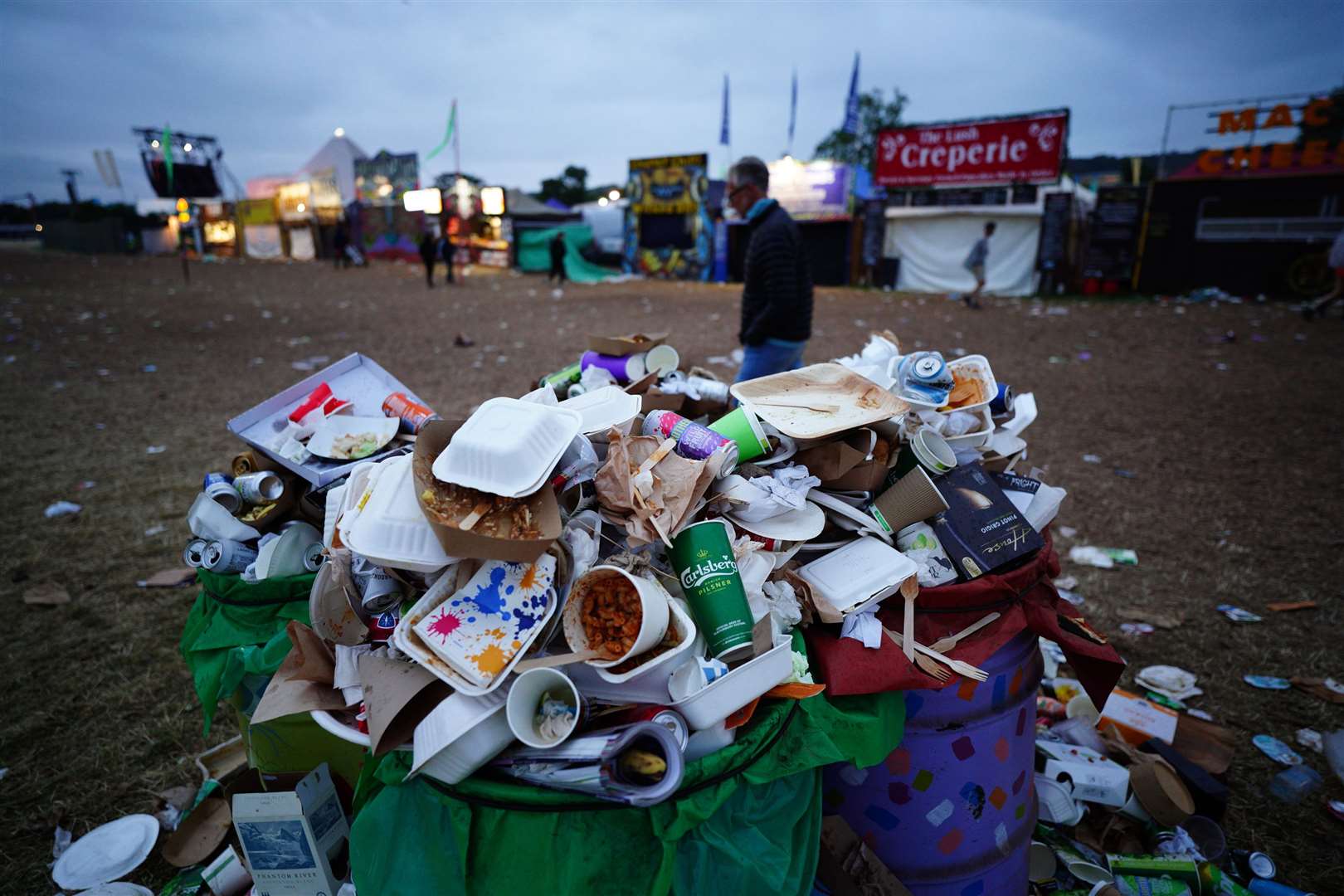 The waste includes food containers and empty beer cans (Ben Birchall/AP)
