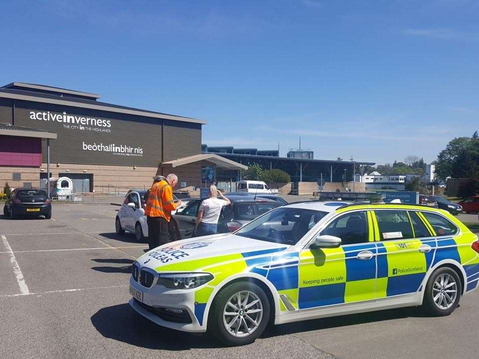 Police carried out checks at the Inverness Leisure car park.