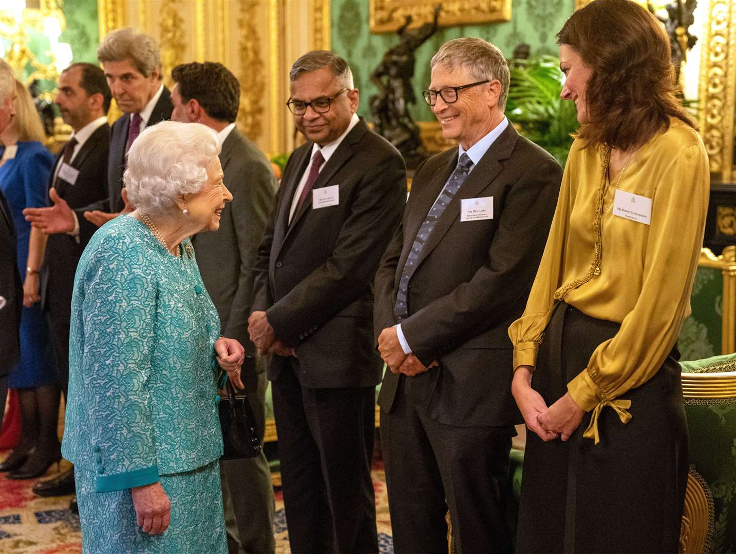 The Queen greeting Bill Gates at the reception on October 19 (Arthur Edwards/The Sun/PA)
