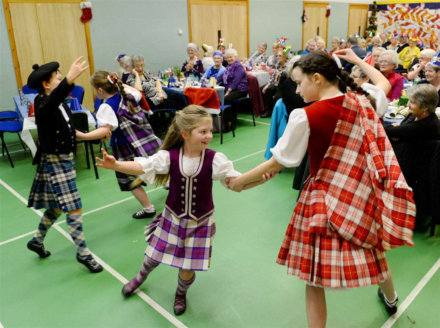 Dalneigh Pensioners Christmas Dinner: Entertaining the guests are the Claire Bryce School of Highland Dance. Picture: Gary Anthony.