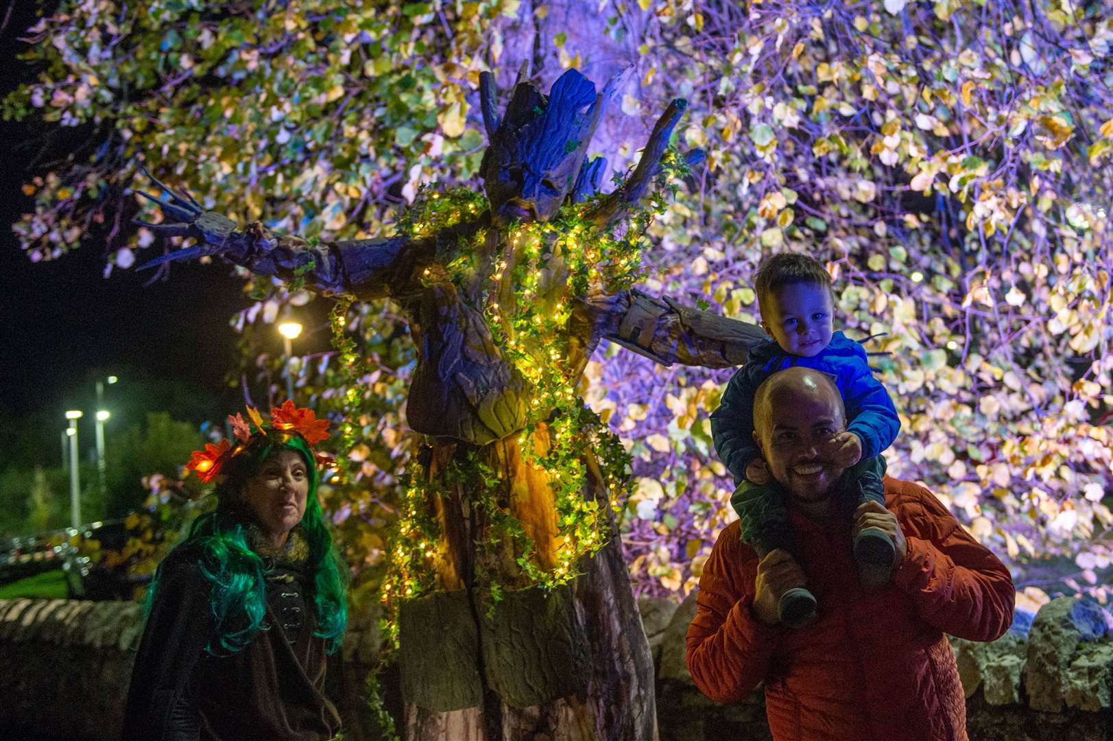 BOOtanics at the Botanic Gardens, Inverness. Light up trail event, where there are spooky decorations...Photo op with a tree...Picture: Callum Mackay..
