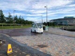Driverless bus at Inverness Campus.