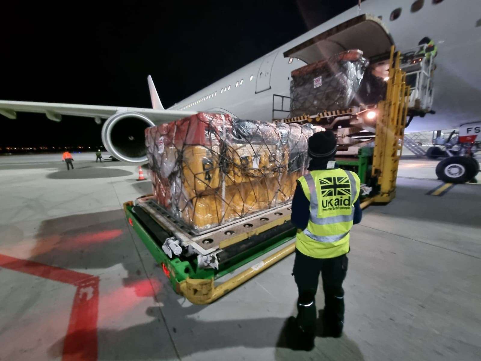 Specialist equipment for the UK's International Search and Rescue Team is unloaded on the team's arrival in Gaziantep, Turkey. Picture: FCDO