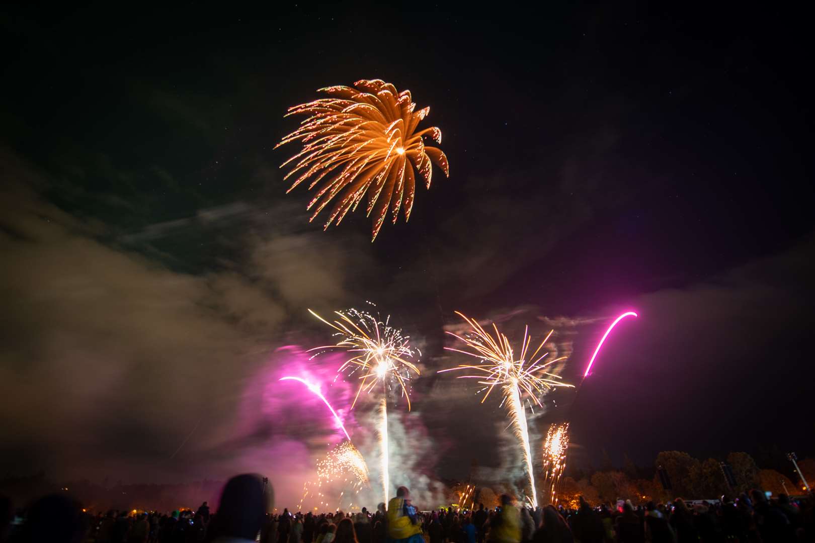 Thousands enjoy a musical fireworks display in the night sky over Inverness. Picture: Callum Mackay.