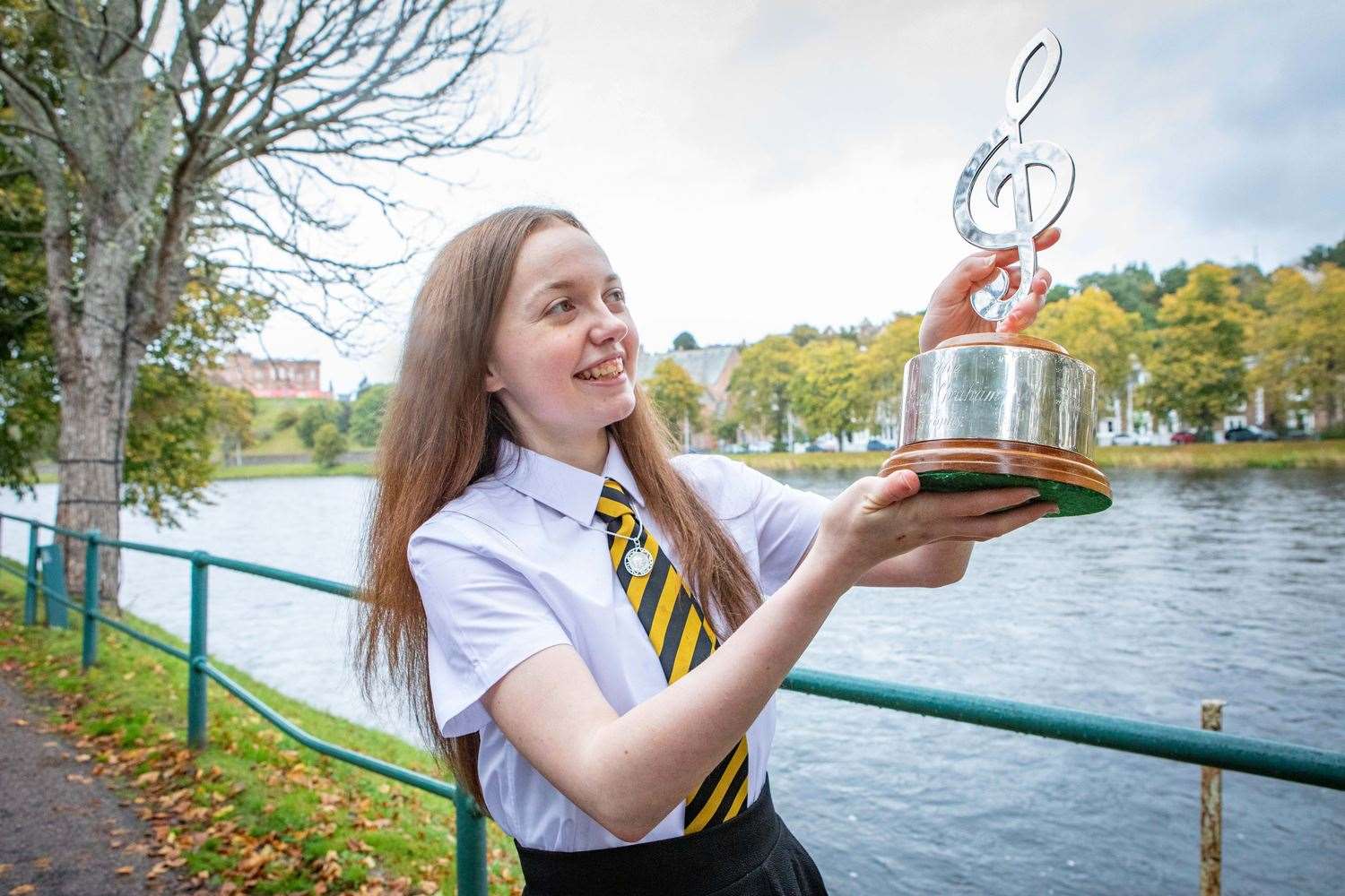 Naomi J Graham (15) from The Nicolson Institute School (Sgoil MhicNeacail) in Stornoway, Scotland, winner of the James C McPhee Memorial Medal at The Royal National Mòd 2021, in Inverness, Scotland.