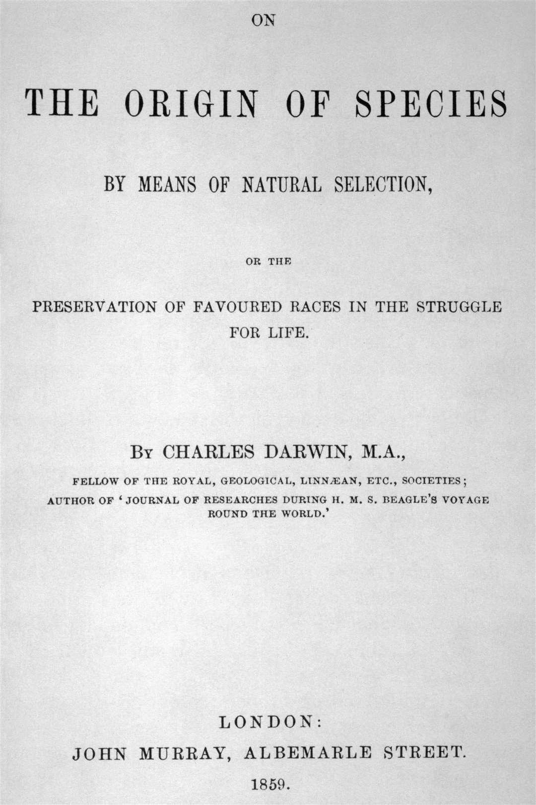 On the Origin of Species by Charles Darwin.